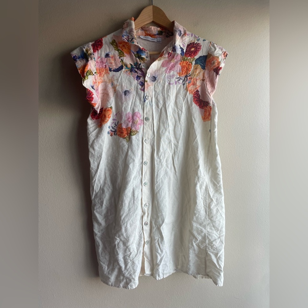 Cristina Vergani Linen Women Button Up Shirt Dress Size Large